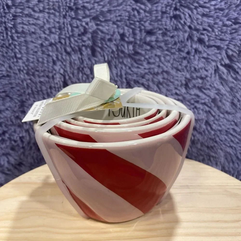 RARE 2024 Rae Dunn‎ Pink Candy Cane Christmas Measuring Cups, NEW!
